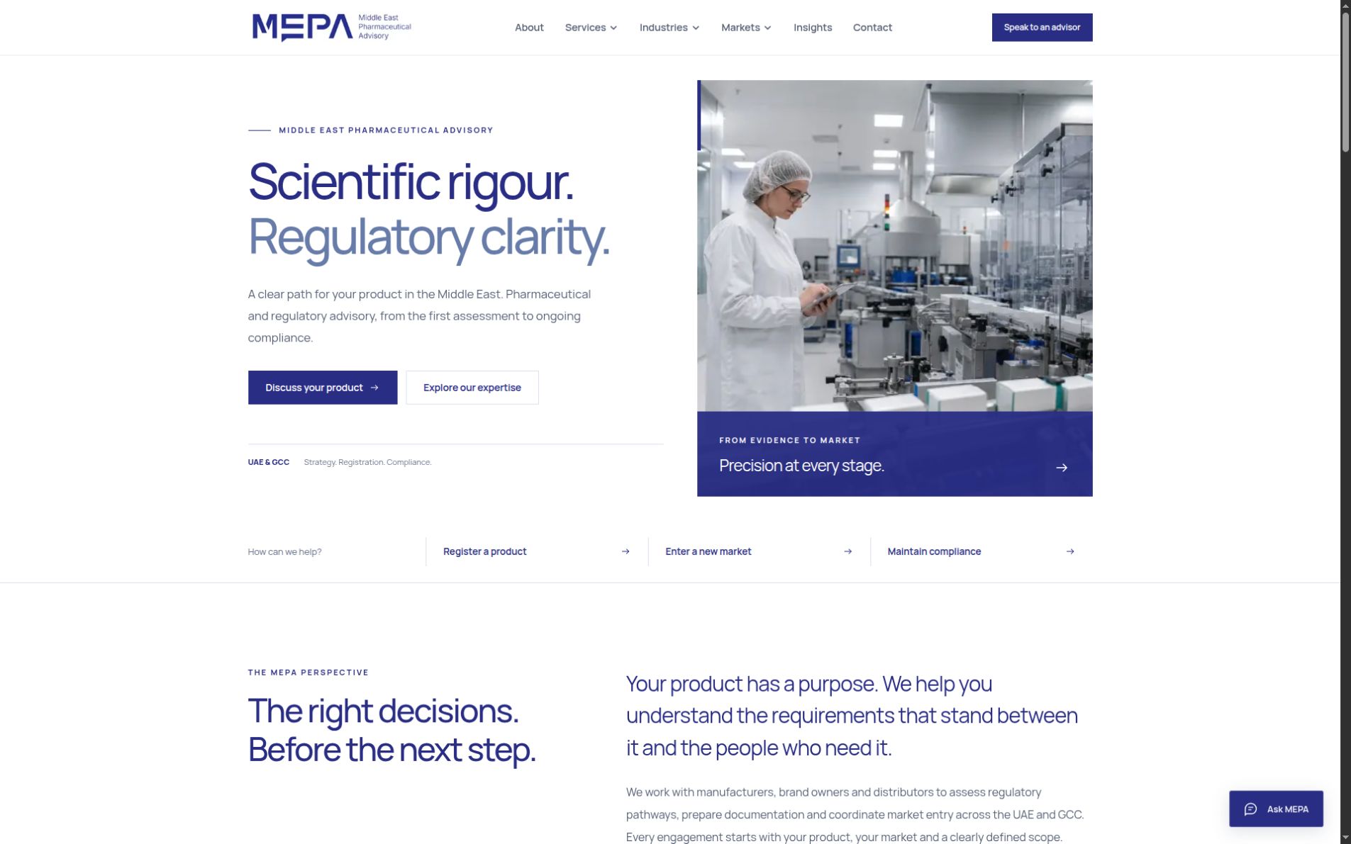 MEPA pharmaceutical and regulatory advisory website